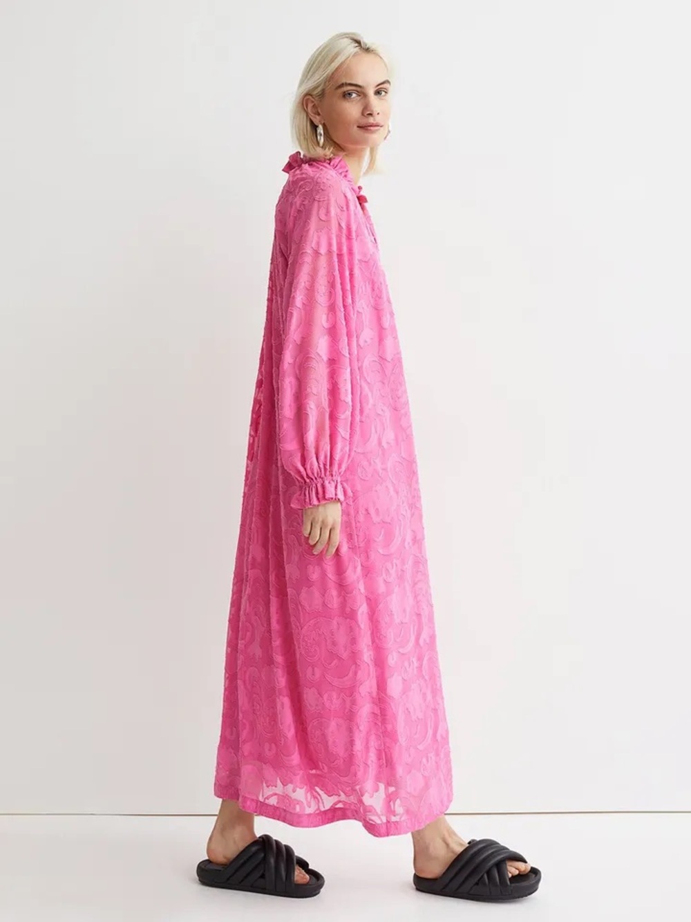 H&M Fuchsia Lace Long-Sleeve Maxi - Kaftan